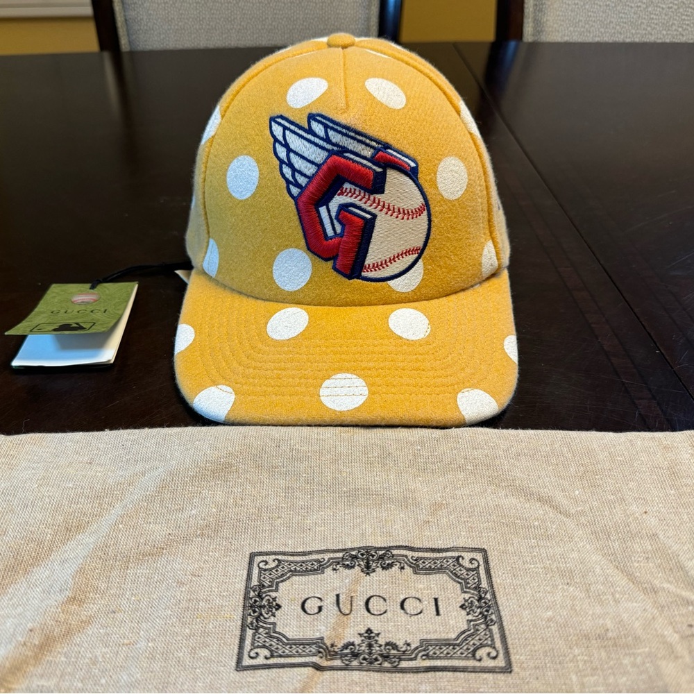 New Authentic Gucci Logo Polka Dot Baseball Hat Size M - Picture 1 of 14
